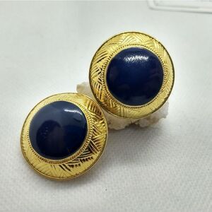 berebi Round Dark blue vintage clip‎ on earrings